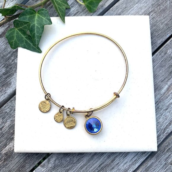 Alex and Ani Birthstone Bangle – September Sapphire – Russian Gold Finish - Picture 1 of 2